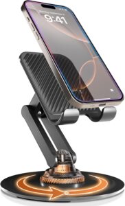 Read more about the article COOPER 360° Stand, Rotating Cell Phone Stand for Desk | Sturdy Metal Base, Foldable, Portable | Cell Phone Holder for Desk (Piano Black)