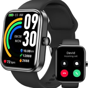 TOZO S3 Smart Watch for Men Women for iPhone&Android, 1.83″ Fitness Tracker Bluetooth Call [Answer/Make], IP68 Waterproof Sleep Monitor, 100+ Sport Modes Black