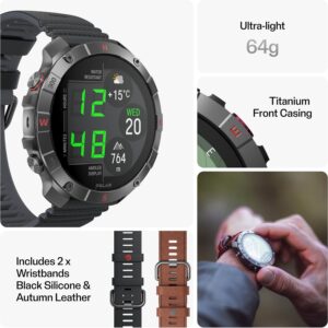 Polar Grit X2 Pro Titan Ultra Premium GPS Smart Sports Watch – Ultimate Outdoor Adventure Watch with Rugged Titanium Design, Advanced Navigation, with an Additional Leather Wristband, Titan