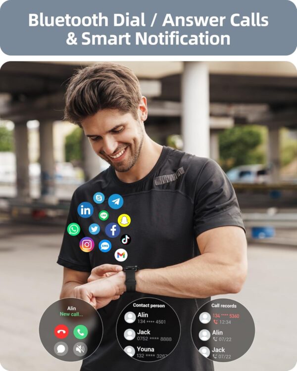 Parsonver Smart Watch for Men Women(Answer/Make Calls), HD Screen Fitness Tracker IP68 Waterproof 100+ Sport Modes, Heart Rate Sleep Monitor, Pedometer, Smartwatch for Android Phones/iPhone Compatible - Image 2