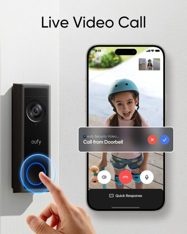 eufy Video Doorbell C31, 2K FHD, Dual Power Options, Live Video Call, Easy Installation, Quick-Release Battery, 24/7 Recording, Human and Motion Detection, HomeBase S380 Compatible, No Monthly Fee - Image 3