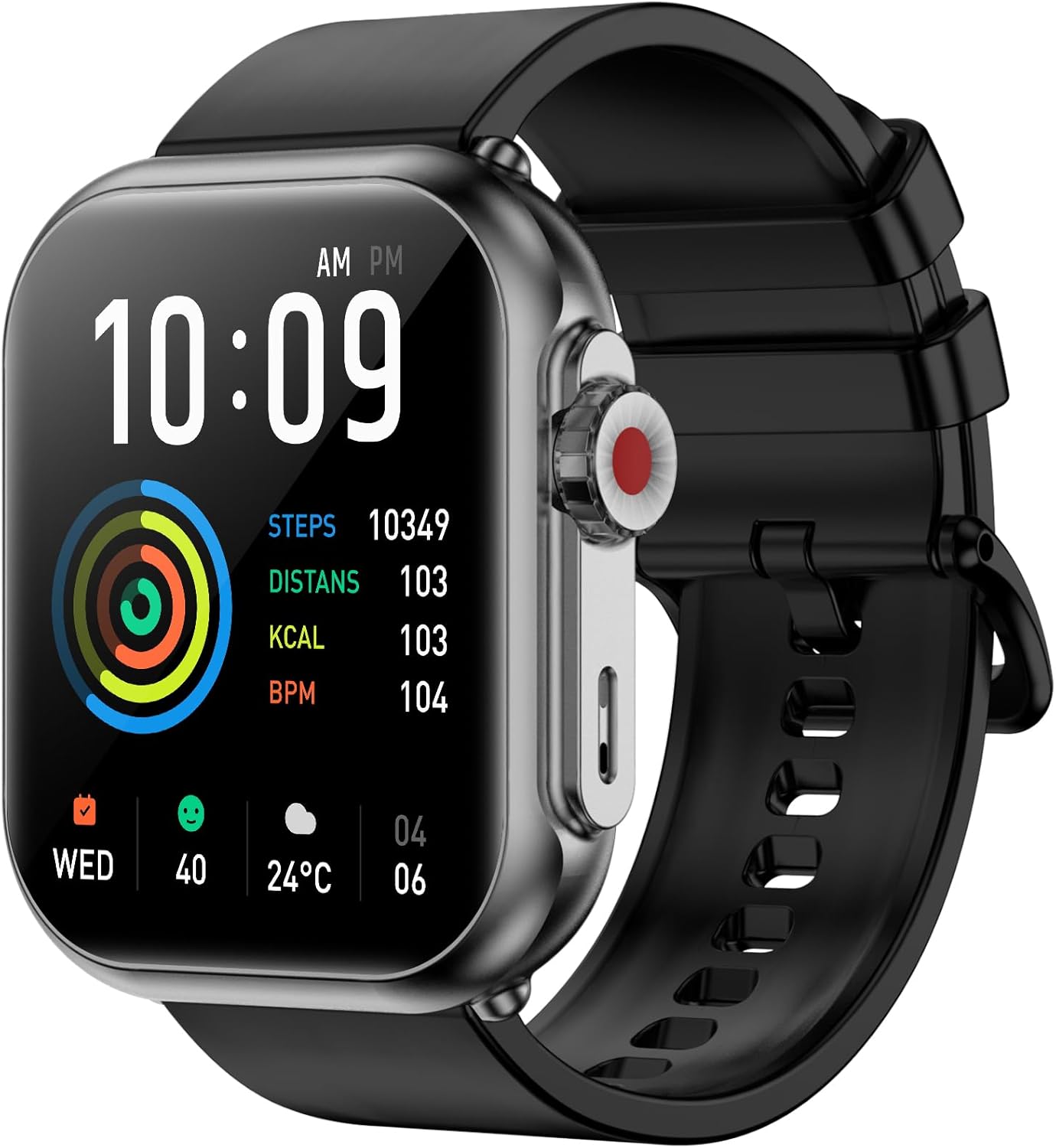 Smart Watch, 1.85" HD Screen Fitness Tracker, 1000mAh Battery 100-Day Standby Time, 110+ Sport Modes, IP68 Waterproof, Heart Rate/Sleep Monitor, Fitness Watch for Android/iOS(Black)