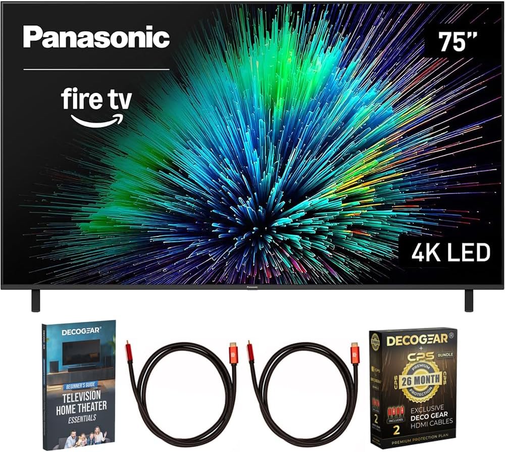Panasonic TV-75W70BP W70 Series 75 inch LED 4K Ultra HD Smart Fire TV Bundle with 2X 6FT Universal 4K HDMI Cable, Theater Essentials and CPS Exclusive 26 Month Protection Pack BEACH-CPS-26M1000ATV