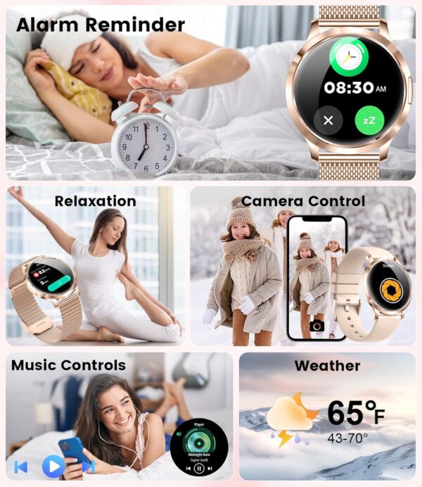 SUNKTA Smart Watch for Women(Dial/Answer Call), 1.32" AMOLED HD Display, 100+ Sports Mode Fitness Tracker Watch, 5ATM Waterproof/IP68/Sleep Smartwatch Women, iOS Android Smart Watches for Women - Image 4