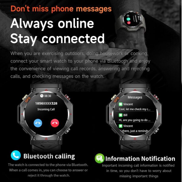 SW8(Black) 1.39" Stylish Smartwatch for Men, Bluetooth Calling, AI Voice Assistant, 107 Sport Modes, 3ATM Waterproof, Fashionable Design, Compatible with Android/iOS - Image 6
