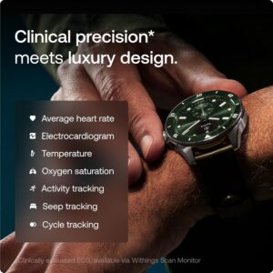 Withings Scanwatch Nova – Heart Health Hybrid Smart Watch for Men & Women – SPO2, Temperature Monitoring, Sleep, Respiratory Health, Cycle Monitoring, 30-Day Battery Life, Apple iOS/Android
