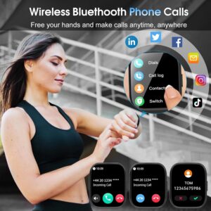 Smart Watch for Men Women Bluetooth Call, 1.85″ HD Touch Screen Fitness Watch with Sleep Heart Rate Monitor, 112+ Sports Modes, IP68 Waterproof Activity Trackers for Android iOS, Black