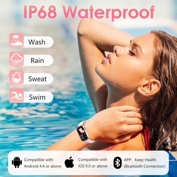 Fitness Tracker, Smart Watch with 24/7 Dynamic Heart Rate Blood Oxygen Monitoring Sleep Tracker Answer / Make Call 24 Sports Modes Pedometer IP68 Waterproof Step Calorie Counter for Women Men (Pink) - Image 7