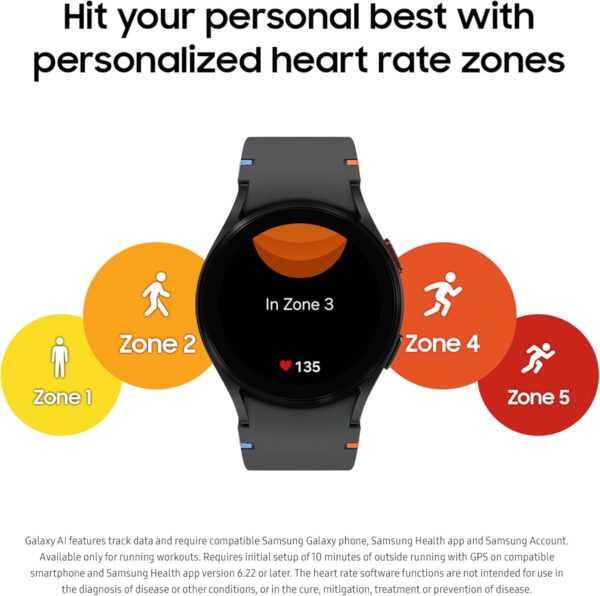 SAMSUNG Galaxy Watch FE 40mm LTE AI Smartwatch w/Fitness Tracking, BIA Sensor, Personalized HR Zones, Heart Rate Tracker, Sleep Monitor, 2024, Black [US Version, 1Yr Manufacturer Warranty] - Image 4