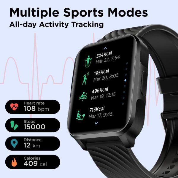 Motorola Moto Watch 70 - Health and Fitness Bluetooth Smartwatch for Every Day Wear, Advanced Health Features, Up to 10 Days Battery Life - Compatible with Android and iOS, Phantom Black - Image 3