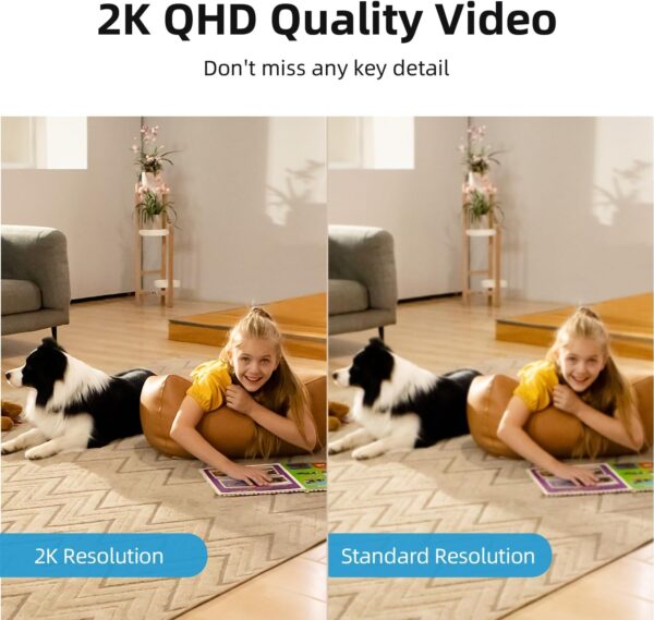 AOSU 2K Security Camera Indoor, Baby Monitor Pet Camera 360-Degree for Home Security with 2.4 GHz Wi-Fi Router, One-Touch Call, Smart Motion Tracking, IR Night Vision, Compatible with Alexa - Image 3