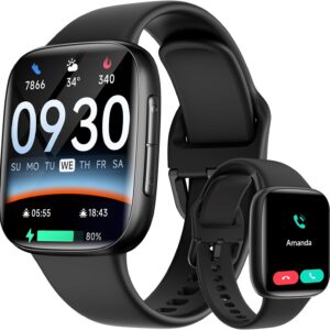 Smart Watch for Men Women, 1.85″ AMOLED Screen Smartwatch Compatible iPhone/Samsung/Android (Answer/Make Call), 100+ Sport Modes Fitness Tracker with Heart Rate/SpO2/Sleep Monitor, 3ATM Waterproof
