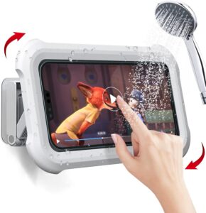 Read more about the article Upgraded 480° Rotating Shower Phone Holder Waterproof Case with Touch Screen,OOLYICO Shower Accessories Guardian Buddy Holder Wall Mount Shelf in Bathroom Bathtub for 4″ – 7″ Cell Phone
