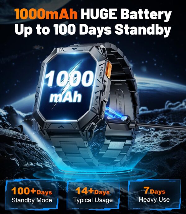 LIGE Military Smart Watches for Men(Answer/Make Calls),100-Day Battery Life,2.13" AMOLED Outdoor Sports Smartwatch with Compass,Heart Rate/Sleep Monitor Fitness Tracker for Android iOS,AI Voice - Image 3