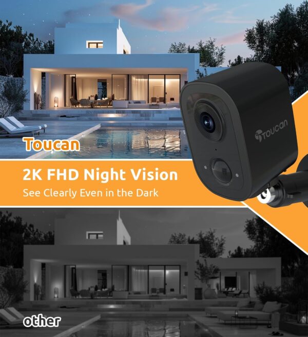 2K Security Cameras Wireless Outdoor, Cameras for Home Security with 2-Way Audio, PIR Motion Detection, Night Vision, Cloud Storage, IP65 Weatherproof, Outdoor Camera Work with Alexa & Google Home - Image 6