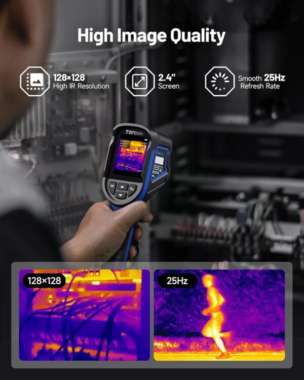 TOPDON TC004 Mini Handheld Thermal Imaging Camera, 240 x 240 TISR Resolution, -4°F to 842°F, 15-Hour Battery Life, 128 x 128 IR Resolution, 25Hz Infrared Camera, High/Low Temp Alerts, Auto Shutdown - Image 4