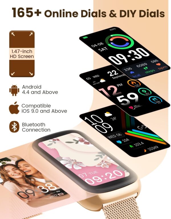 Fitness Watches for Women, Fitness Tracker with Heart Rate/SpO2 Monitor, Smart Watches for Women with Sleep/Step Tracker, 20+ Sport Modes Activity Tracker, Android Smart Watch for Phones - Image 7
