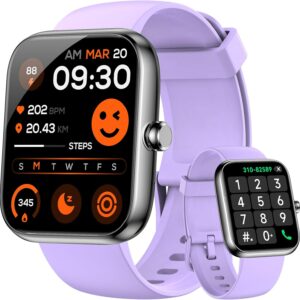 Smart Watch for Men Women Alexa Built-in, 1.83″ HD Fitness Tracker Touchscreen with Call Function, IP68 Waterproof, 120+ Sport Modes, 24/7 Heart Rate/Sleep Monitor, iOS Android Compatible (Purple)
