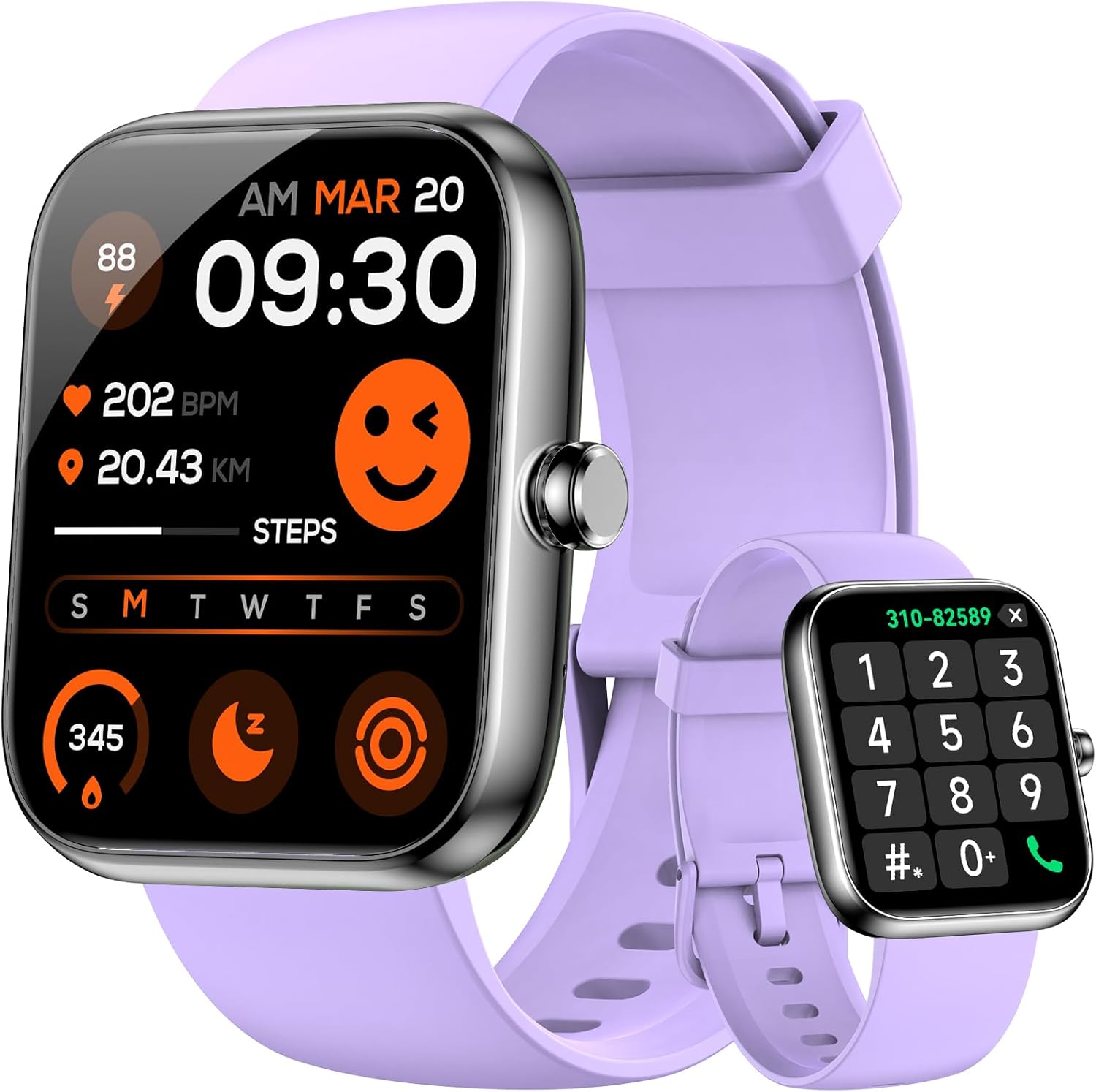 Smart Watch for Men Women Alexa Built-in, 1.83" HD Fitness Tracker Touchscreen with Call Function, IP68 Waterproof, 120+ Sport Modes, 24/7 Heart Rate/Sleep Monitor, iOS Android Compatible (Purple)