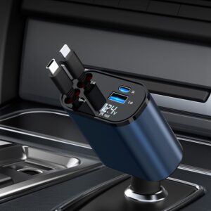 Read more about the article Retractable Car Charger Compatible with Galaxy Pixel, 4 in 1 Fast Charging 60W, Retractable Phone Charger for Car Retractable Cable and 2 USB Ports