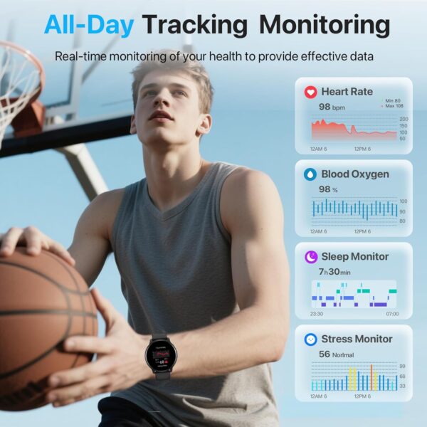 Smart Watch(Answer/Make Call) 2025 Smart Watches for Men Women 100+ Sports Fitness Tracker with Heart Rate,Sleep Monitor,Pedometer,Calories IP68 Waterproof Activity Tracker for Android/iOS - Image 3
