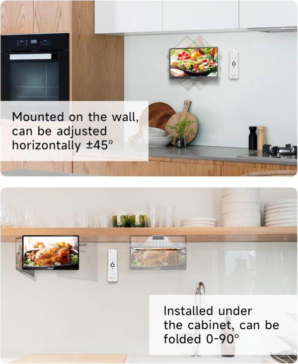 SYLVOX Kitchen TV, Small Smart TV for Kitchen, 15.6 inch 1080P Full HD Under Cabinet TVs, Google Smart Television with Voice Remote Control WiFi Bluetooth Chromecast 2 Speakers, Compact & Foldable - Image 9