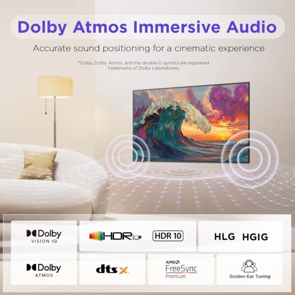 55-Inch Class QLED 4K Smart TV, Ultra-Slim Mural TV, 144Hz, HDR, Art Mode w/AI Art, Wide Color Gamut, Dolby Vision IQ, Dolby Atmos, Google Assistant Voice Remote(55F75, 2025 Model) - Image 7
