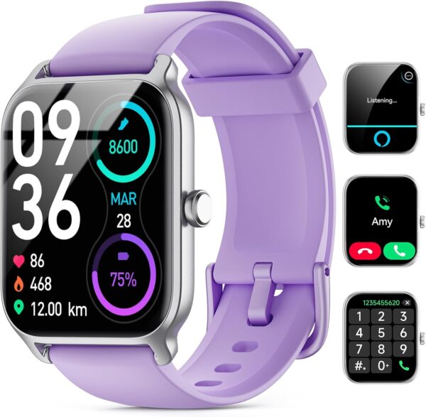 Smart Watches for Women Men, 2025 Smartwatch 1.8'' Alexa Fitness Tracker Smart Watch Compatible for Android iPhone with Bluetooth Call (Answer/Make), IP68 Waterproof Heart Rate/Sleep/SpO2 Monitor 110+