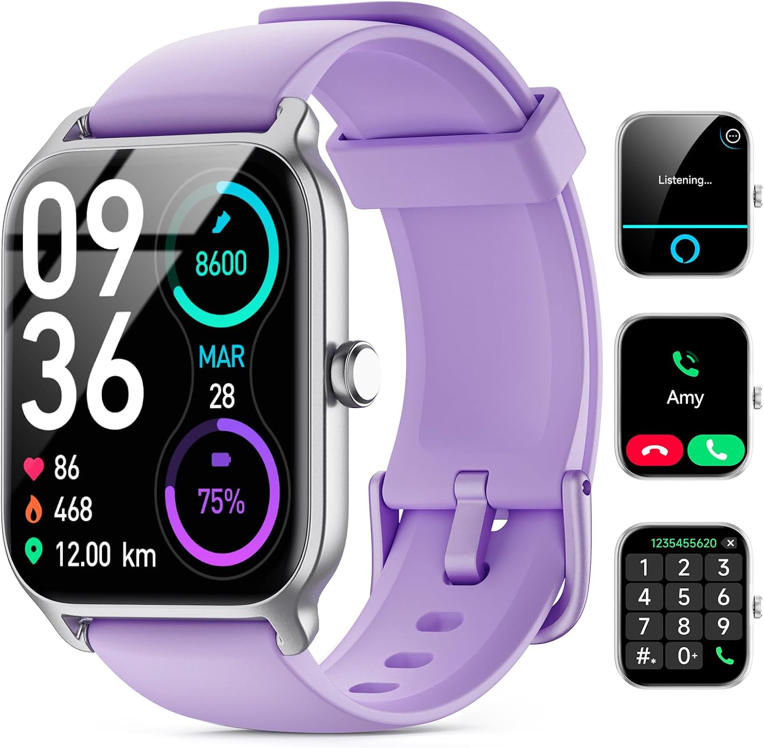 Smart Watches for Women Men, 2025 Smartwatch 1.8'' Alexa Fitness Tracker Smart Watch Compatible for Android iPhone with Bluetooth Call (Answer/Make), IP68 Waterproof Heart Rate/Sleep/SpO2 Monitor 110+