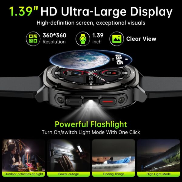 Smart Watch for Men Fitness Tracker: Bluetooth Make Answer Call Digital Mens Watches Waterproof Running Smartwatch for Android Phones iPhone Samsung Compatible Sleep Heart Rate Monitor Step Pedometer - Image 6