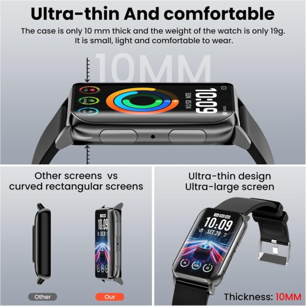 Smart Watch for Men Women (Answer/Make Calls), 1.57" Curved Screen Fitness Tracker IP68 Waterproof with 24/7 Heart Rate/Sleep Monitor, Two Straps Activity Trackers for Android and iPhone - Image 4