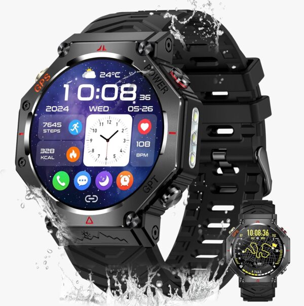 SW8(Black) 1.39" Stylish Smartwatch for Men, Bluetooth Calling, AI Voice Assistant, 107 Sport Modes, 3ATM Waterproof, Fashionable Design, Compatible with Android/iOS - Image 9