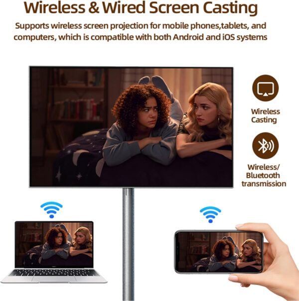 OFD 22-Inch Portable TV on Wheels 1080P (H01,6+128GB) - Image 9