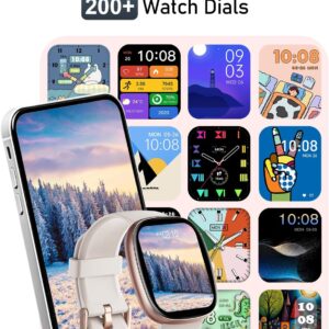 HUAKUA Smart Watches for Women Men (Answer/Make Calls), 1,85″ HD Smart Watch for iPhone/Android Phones, Fitness Tracker with 100+ Sport Heart Rate/Sleep Monitor Pedometer IP68 Waterproof (Cream)