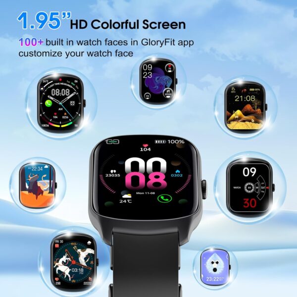 Smart Watch for Men Women, 1.95" HD Curved Screen Smartwatch, Heart Rate/Sleep Monitor Fitness Watches, 112+ Sports Modes Activity Trackers, IP68 Waterproof Watch for Android iOS, Black - Image 3
