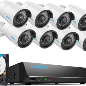 REOLINK 16CH 5MP Home Security Camera System, 8pcs Wired Outdoor PoE IP Cameras with Person/Vehicle/Pet Detection, 8MP 16CH NVR with 4TB HDD for 24-7 Recording, RLK16-410B8-5MP