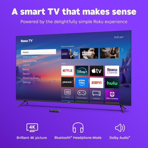 Roku Smart TV 2025 – 75-Inch Select Series, 4K HDR TV – RokuTV with Enhanced Voice Remote – Flat Screen LED Television with Wi-Fi for Streaming Live Local News, Sports, Family Entertainment - Image 3