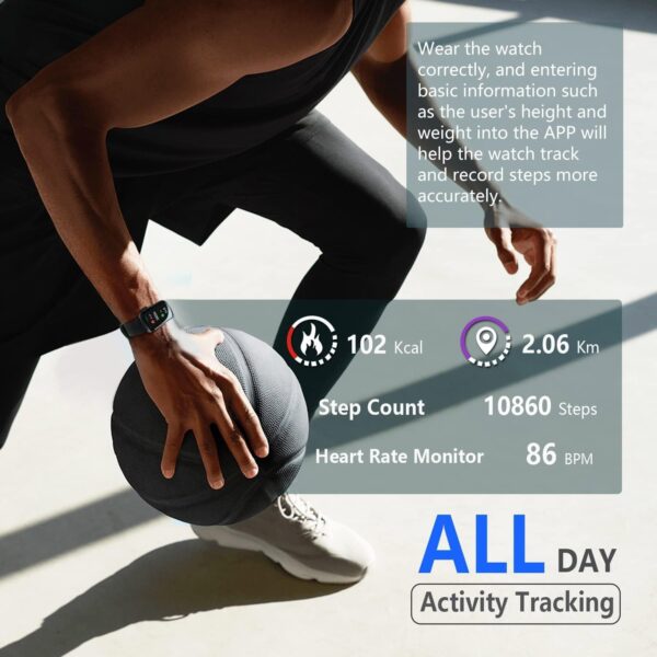 FITVII Slim Fitness Tracker with Blood Oxygen, Blood Pressure, 24/7 Heart Rate and Sleep Tracking, IP68 Waterproof Activity Trackers and Smart Watches with Step Tracker, Pedometer for Women Men - Image 4