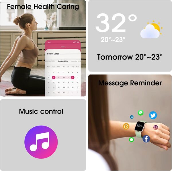 Smart Watch, Fitness Tracker with Heart Rate Monitor, Blood Oxygen, Sleep Tracking, 41mm Smartwatch Waterproof with Pedometer for Women Men Watch Compatible with Android iOS Phones - Image 7
