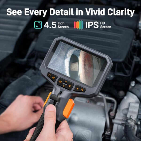 Teslong Two-Way Articulating Borescope with Light, Industrial Endoscope Inspection Camera with Articulated Probe, Flexible Mechanic Fiber Optic Snake Scope Cam for Wall Automotive Engine Inspect-5FT - Image 3