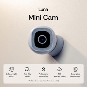 Luna 2K AI Cameras for Home Security Outdoor/Indoor, Wi-Fi 6 Compatible, Smart Motion Alerts, Color Night Vision, Spotlight, Magnetic Mount, Cloud & CVR Storage, 2-Way Audio (2-Pack, Black)
