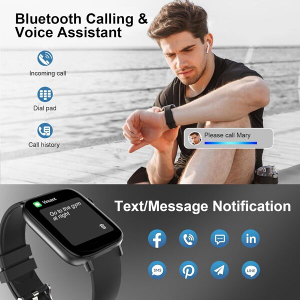 Smart Watch, 1.90" Smartwatch for Men Women (Answer/Make Calls), Fitness Tracker with 120+ Sport Modes, Heart Rate/Sleep Monitor, IP68 Waterproof Smart Watch for Android/iOS Phones - Image 2