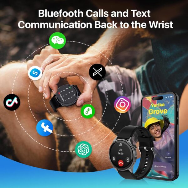 AI ChatGPT Translator Watch, Fitness Tracking, Heart Rate & Sleep Monitor, OLED Display, Titanium Alloy IP68 Waterproof, Multi-Sport Modes, Black - Image 8