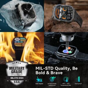 AMAZTIM Smart Watch, 60 Days Extra-Long Battery, 50M Waterproof, Rugged Military Bluetooth Call(Answer/Dial Calls), 2.0″ Ultra Large HD Display, AI Voice Assistant (Shiny Black)