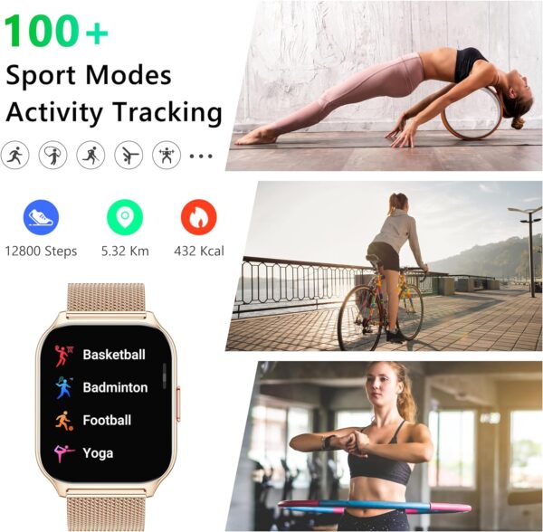 Smart Watch 45mm for Women Men(Dial/Answer Calls), 2.0" Fitness Tracker Watch with Heart Rate/Blood Pressure/Blood Oxygen Monitor for Android iOS - Image 6