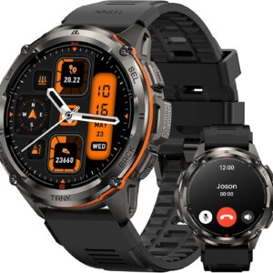 AMAZTIM GPS Smart Watch for Men, 6 Satellite Positioning, Compass, Stainless Steel Body, 50M Waterproof, 470mAh Extra-Large Battery, Answer/Make Call, 1.43″ AMOLED Screen, Compatible for Android iOS