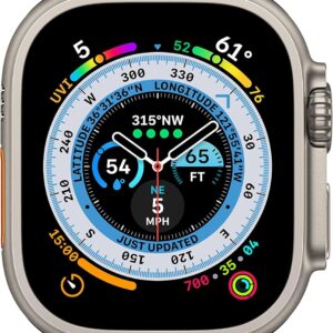 Apple Watch Ultra [GPS + Cellular 49mm] Titanium Case with Midnight Ocean Band, One Size (Renewed Premium)