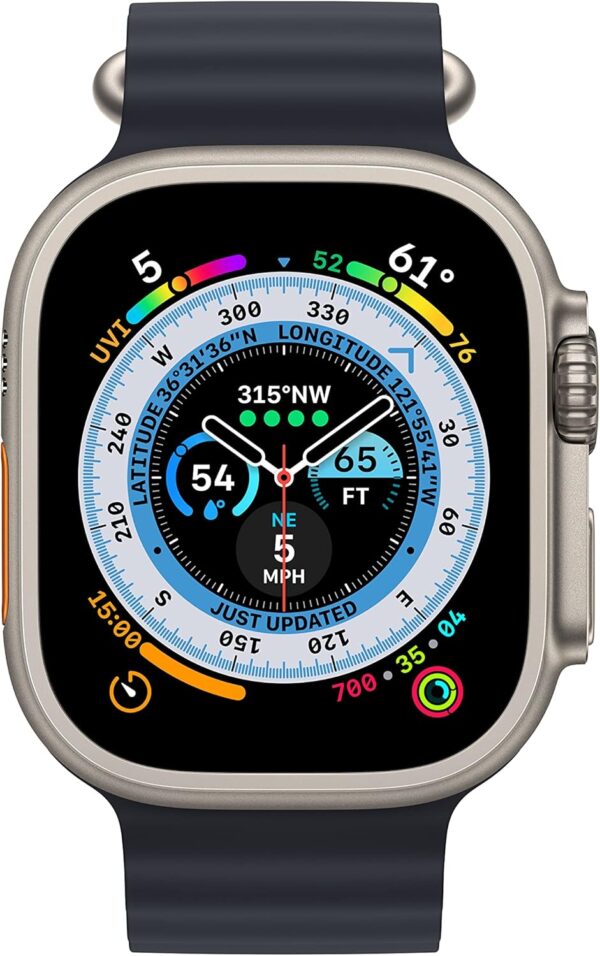 Apple Watch Ultra [GPS + Cellular 49mm] Titanium Case with Midnight Ocean Band, One Size (Renewed Premium) - Image 2