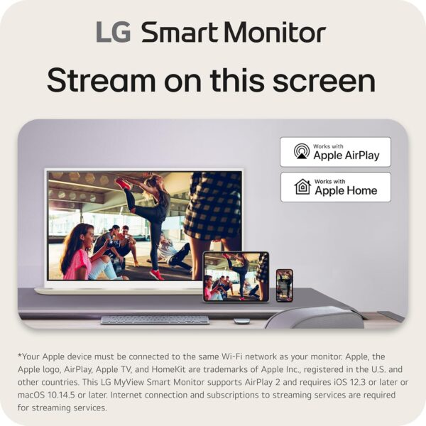 LG 32SR70U-W 32-Inch 4K UHD Smart Monitor with IPS Display webOS 23 USB Type-C Speakers x2 HDR 10 AirPlay 2 Screen Share Bluetooth Remote - White - Image 4