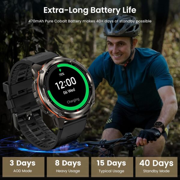 KOSPET Tank T3 Ultra 2 Smart Watch for Men GPS, Extra-Long Battery, Full Stainless Steel Body Rugged Smartwatch with Bluetooth Calling, 1.43" AMOLED Display, Pressure&Altitude&Compass - Image 6